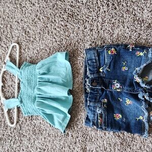 Smocked Tank Top in Aqua Blue & Cat & Jack Short